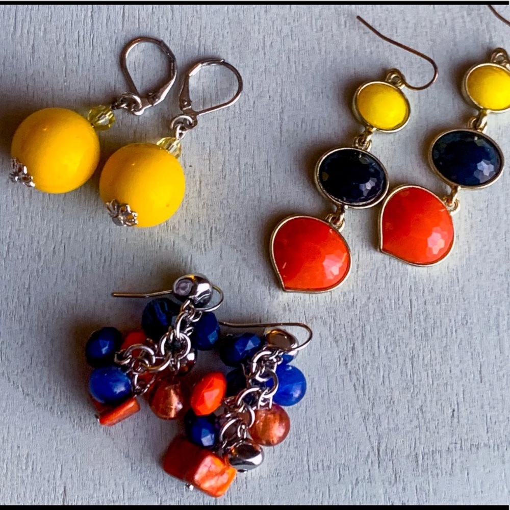 ❌SOLD❌Yellow, orange, and blue Earring Bundle